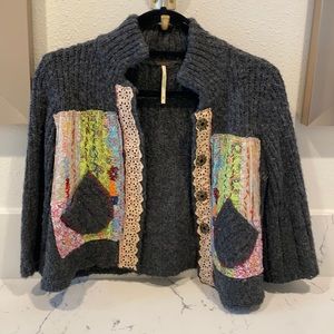 Free people xs wool patchwork crop sweater